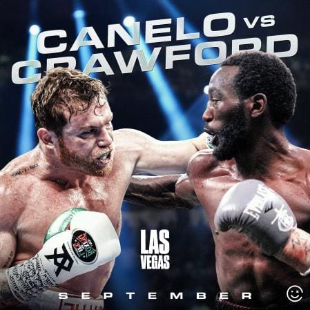 Promotional poster for the boxing match between Canelo Alvarez and Terence Crawford in Las Vegas, September.