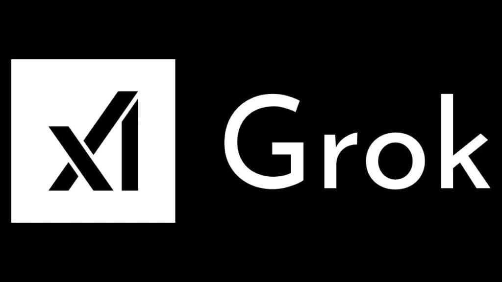 Logo featuring the word 'Grok' next to a stylized letter 'X' on a black background.