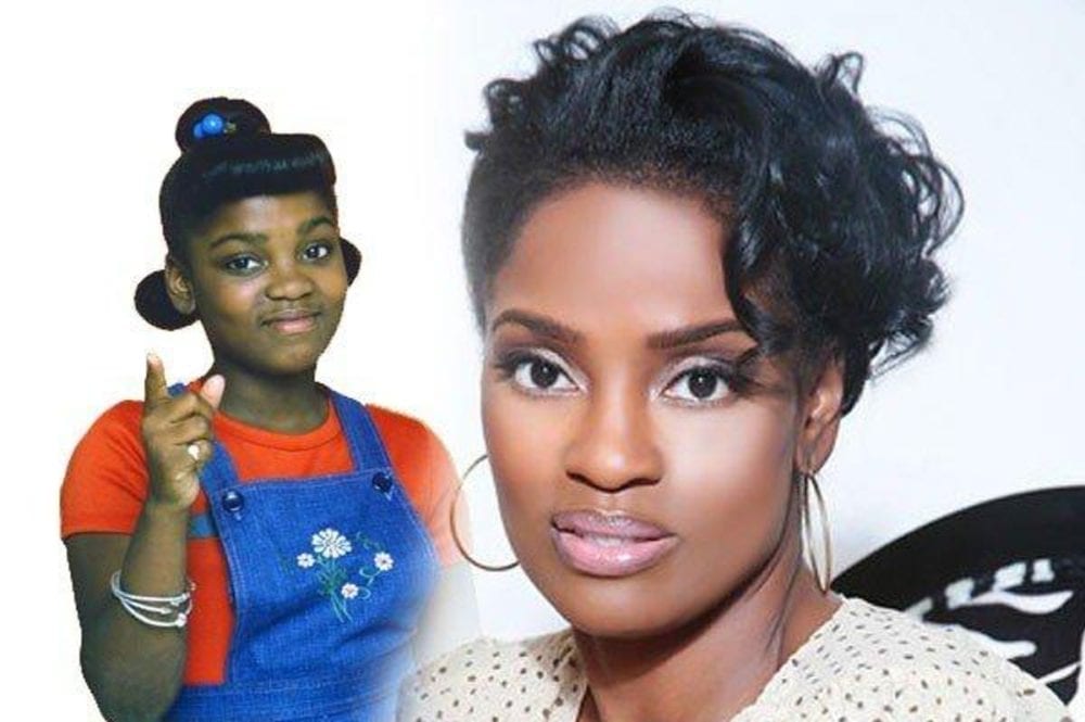 Image of Danielle Spencer, an American actress, shown in two different styles.