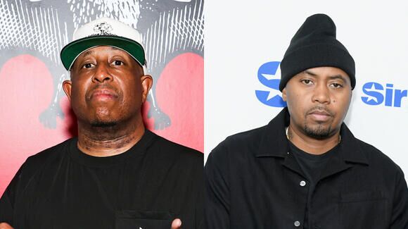 Portrait of Nas and DJ Premier, two influential figures in hip-hop music.